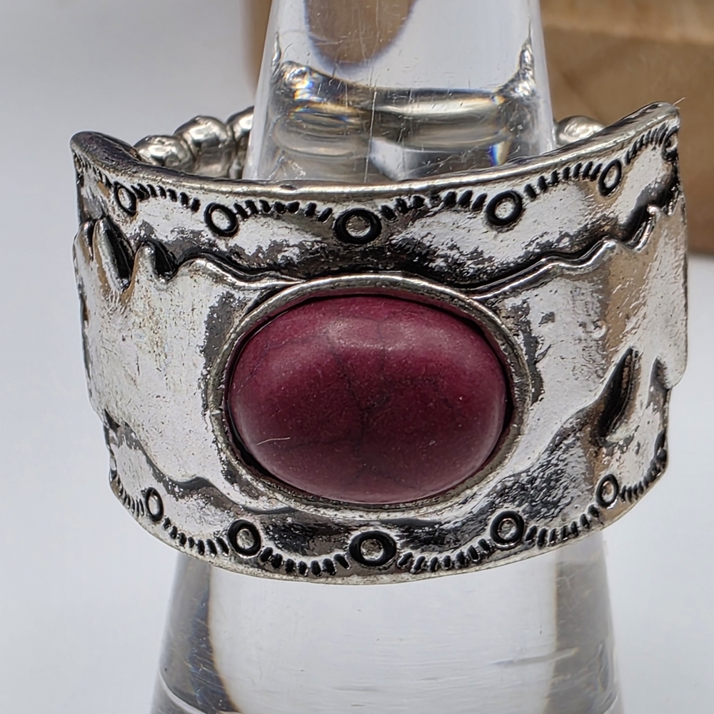Paparazzi Silver Ring with Bold Red Stone (898)
